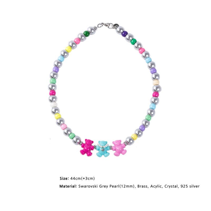 Dancing Bear Grey Pearl Necklace