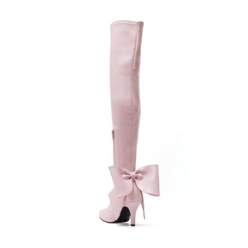 Ribbon Boots Heel(Pink)