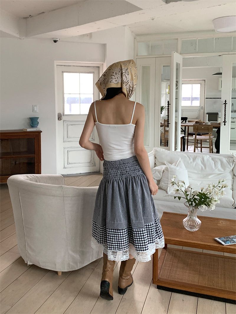 SMOKE BANDING CHECK SKIRT (2C)