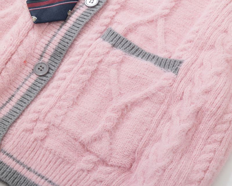 Cookie Check Tie Knit Cardigan