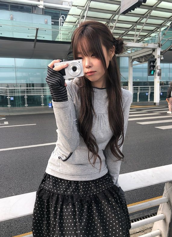 anyonemore（エニーワンモアー）の「26SS★ [MADE] Amon Stripe Color Matching Shirring Hood T-shirt（Tops）」