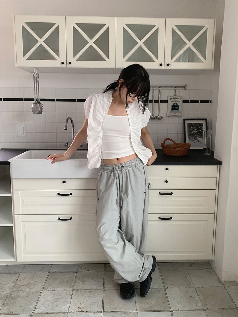 NYLON BIJO SNAP BUTTON PANTS (4C)