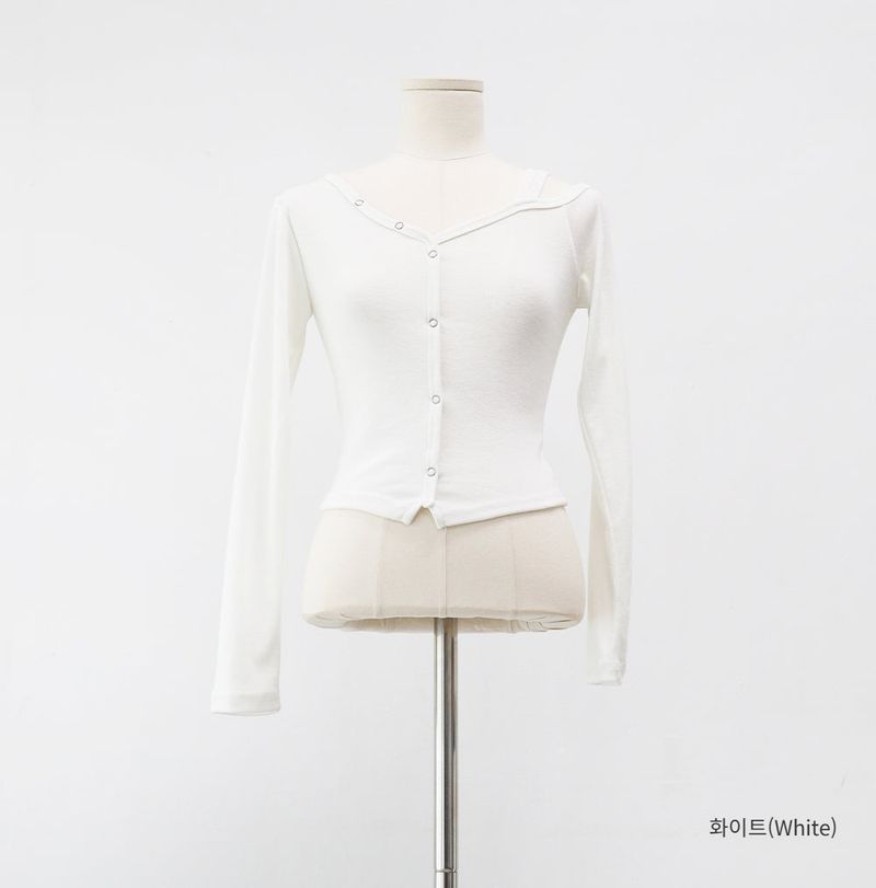 Lush Asymmetrical One-Shoulder Snap T-shirt