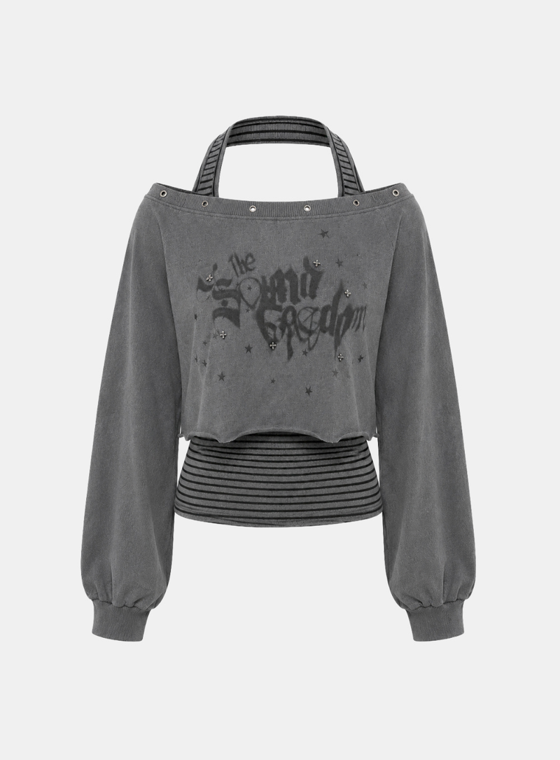 Mirielle Stripe Graphic Sweatshirt Set
