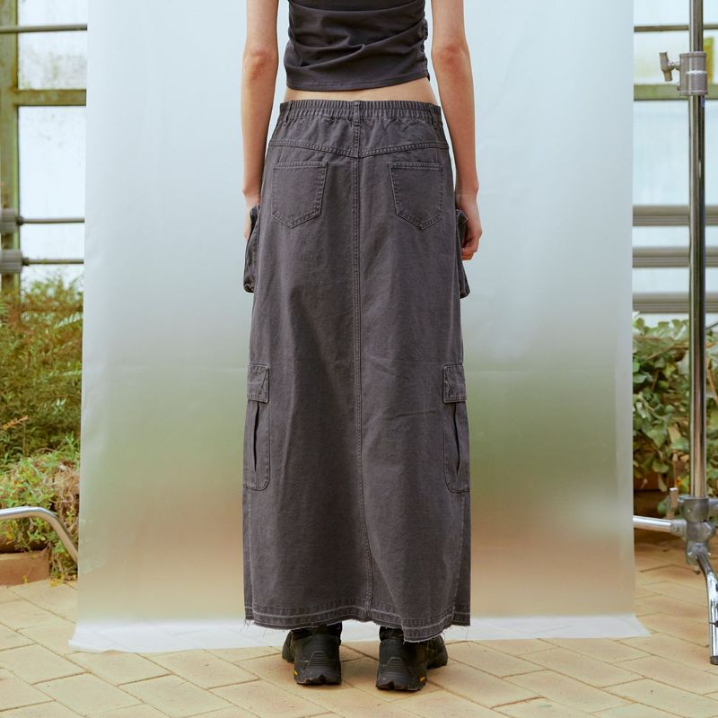Cargo Long Skirt (CHACOAL)