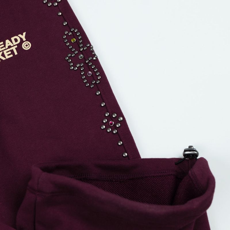 Rhinestone Zip-Up Hoodie_Bordeaux