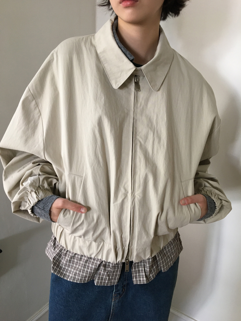 Petit check frill blouson (2color)