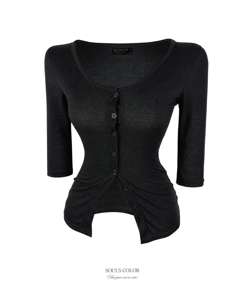 [MADE] Sheer Ribbed V-Neck Cardigan (4color)
