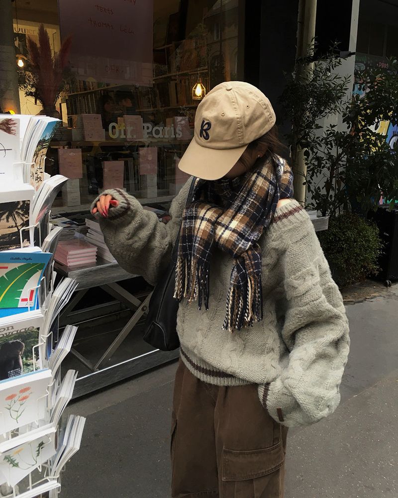 [ORIGINAL] バゲットケーブルオーバーサイズVネックニット