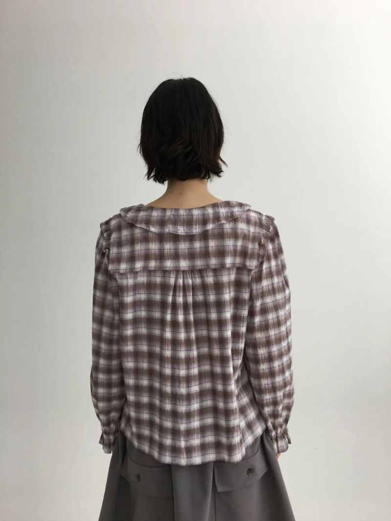 Dinf Frill Check Blouse (1color)