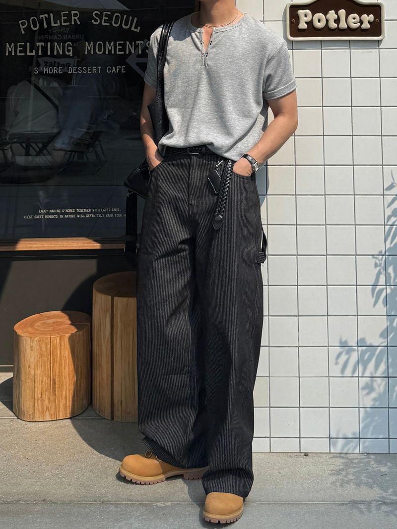 Pint stripe denim pants