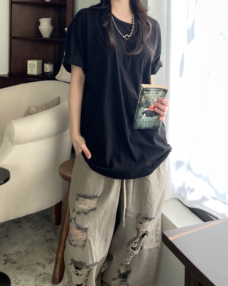 Layered Over U-neck T-shirt