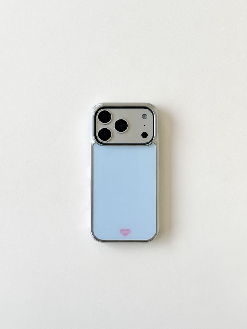 [Magsafe] BLUE CREAM Silver Glass Bumper Case