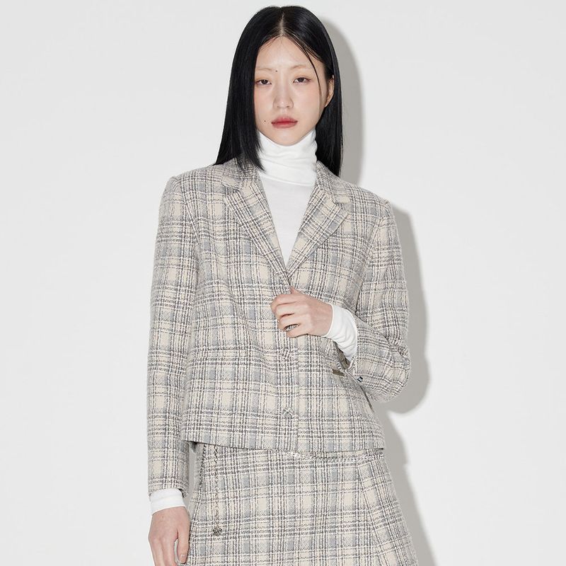 ZEROPLANET（ゼロプラネット）の「ツイードセットアップショートジャケット / Tweed Set-up Short Jacket [GREY]（ジャケット/アウター）」