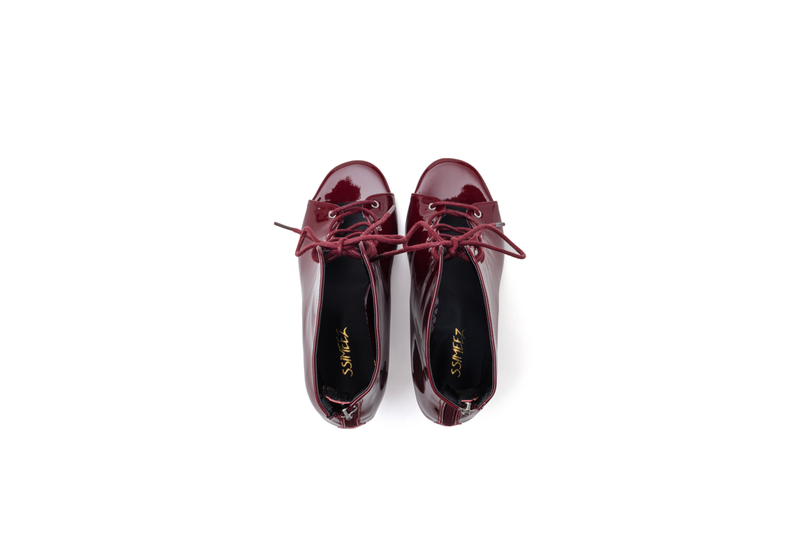 Basic Patent Open Toe Heel(Burgundy)