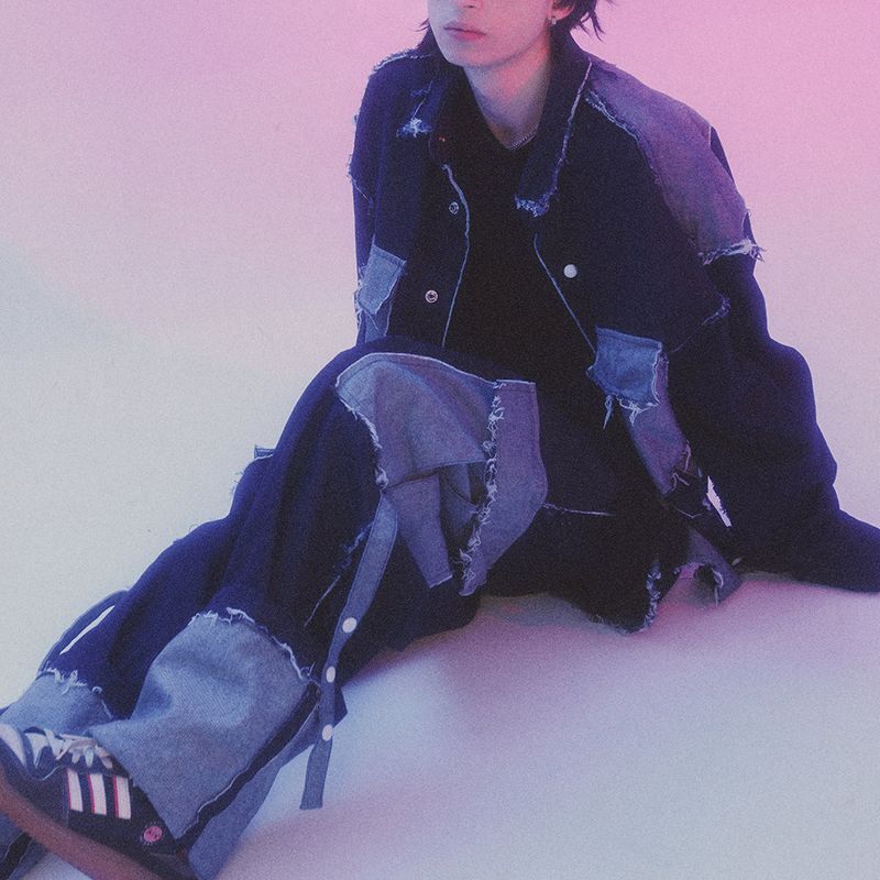 grunge roll-up denim pants_blue