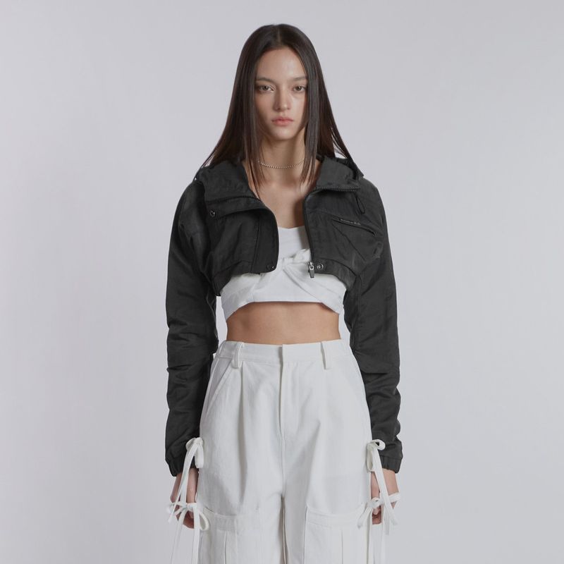 DETAIL HOODED BOLERO(CHARCOAL)