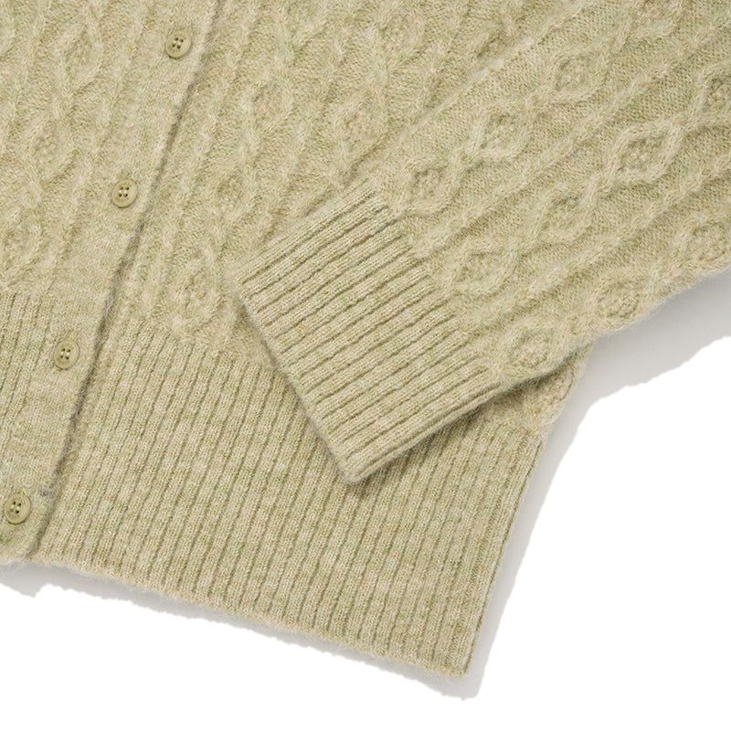 SMALL CHERRY CABLE KNIT CARDIGAN [GREEN]