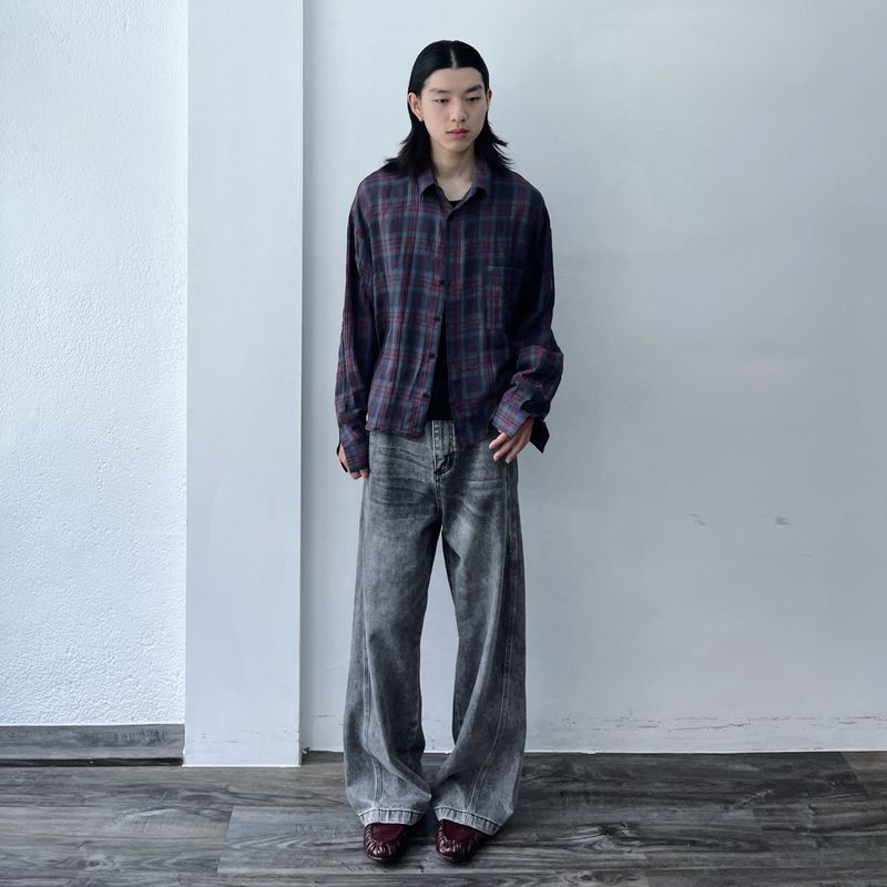 Stone Grey Denim Trousers