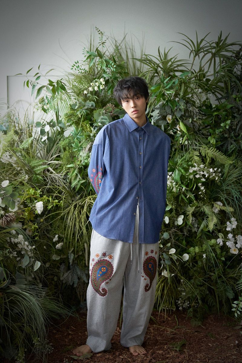 PAISLEY EMB. H-T SWEAT PANTS (Gray)