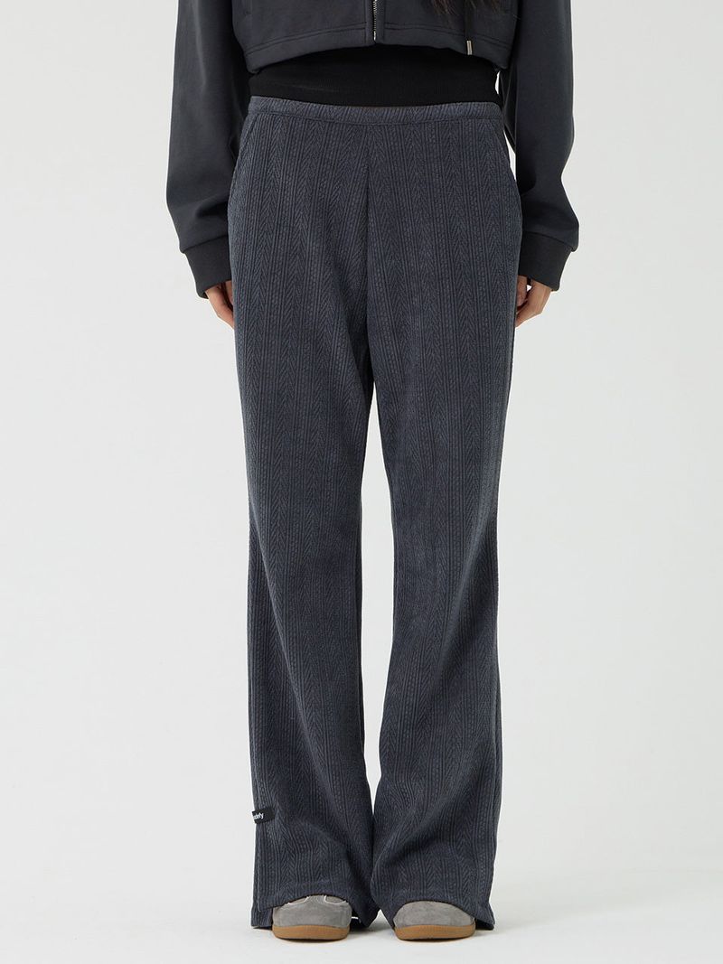 Knit cut detail bootcut Pants, Charcoal