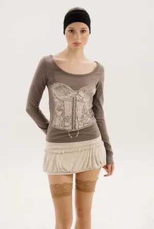 threetimes（スリータイムズ）の「Silhouette tee - charcoal（Tops）」