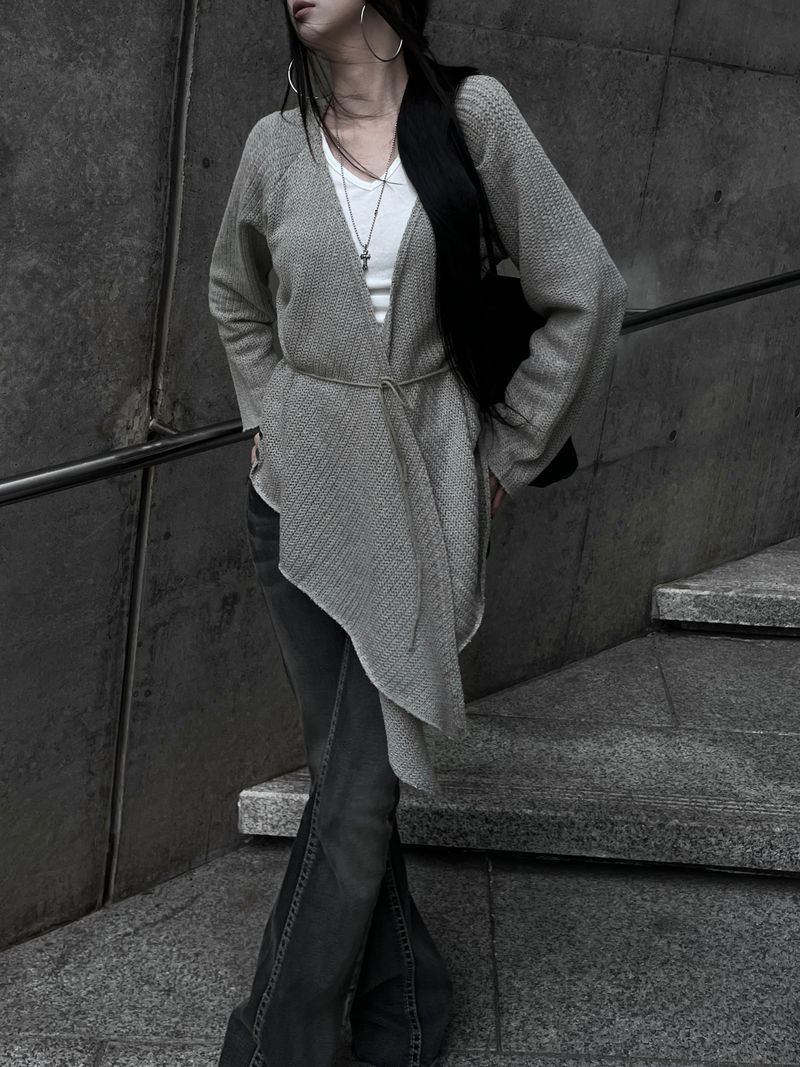 strap frey knit cardigan (2color)
