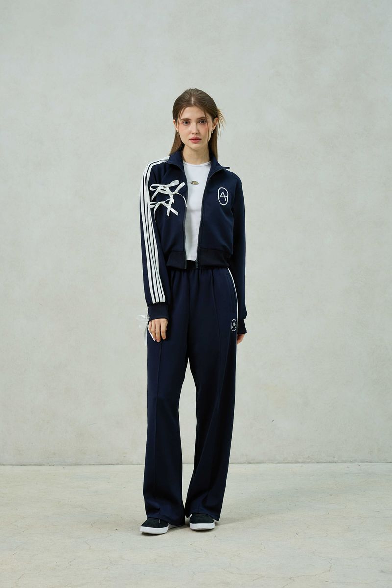 RIBBON JERSEY TRACK TOP / NAVY