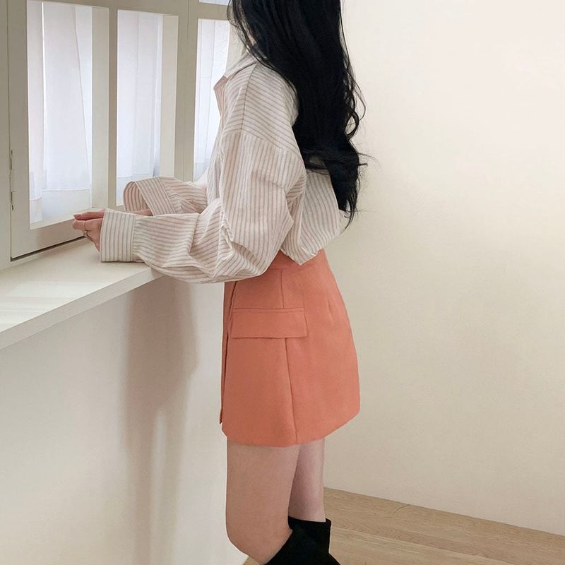 [4color] slit pocket mini skirt