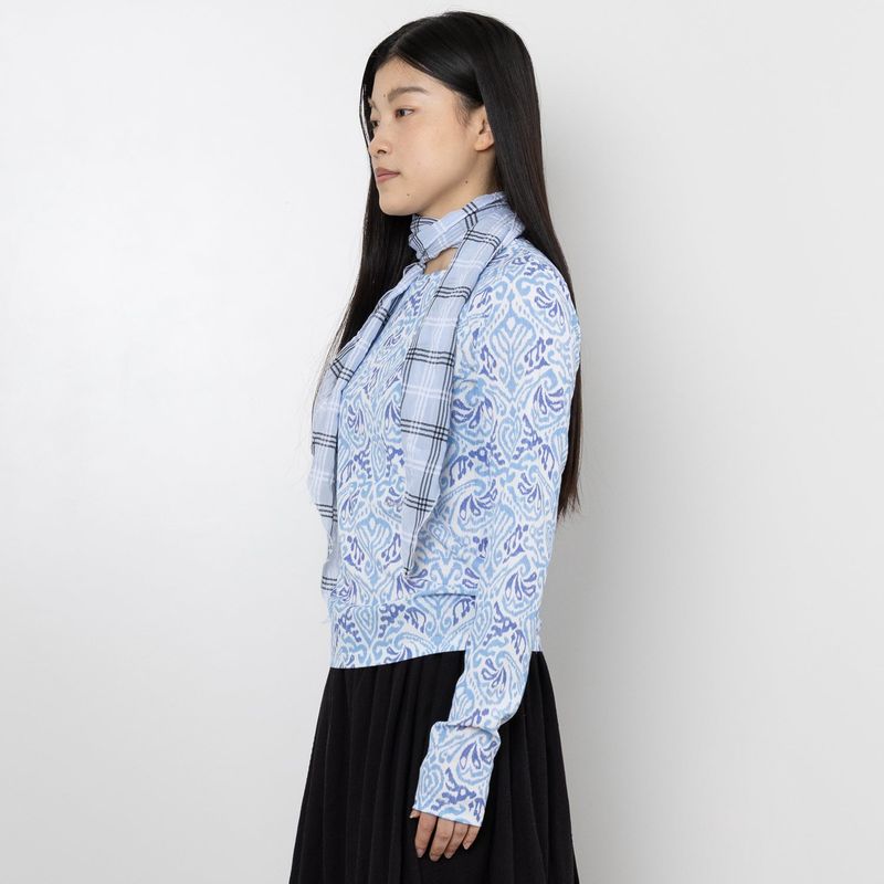 Twister Check Scarf - Light Blue