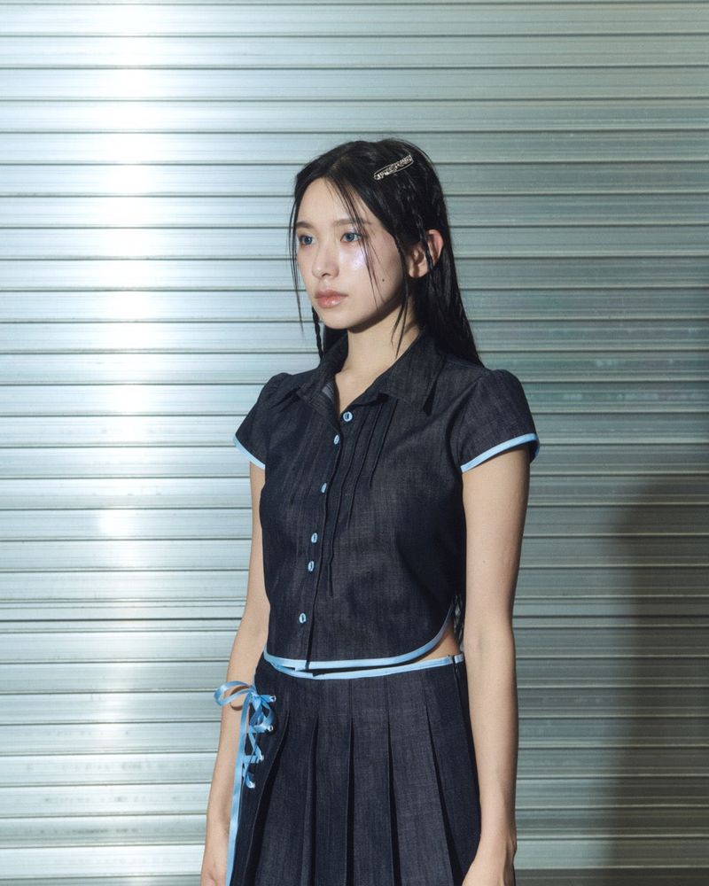 denim eyelet bl - deep blue