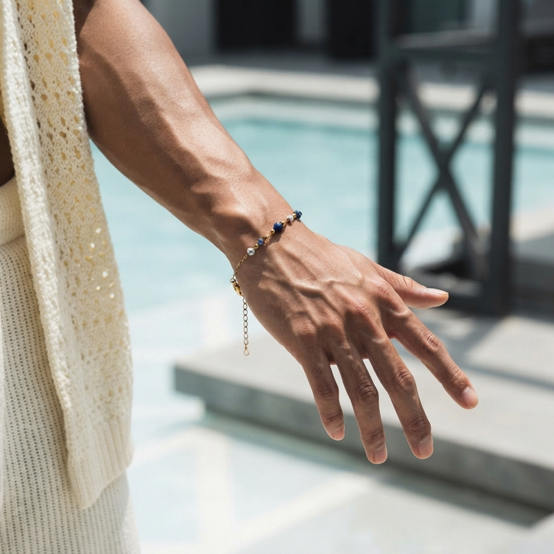 FADE MEET（フェードミート）の「Blue Marble Bead Bracelet（Accessories）」