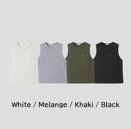Rivet Pocket Ribbed Sleeveless