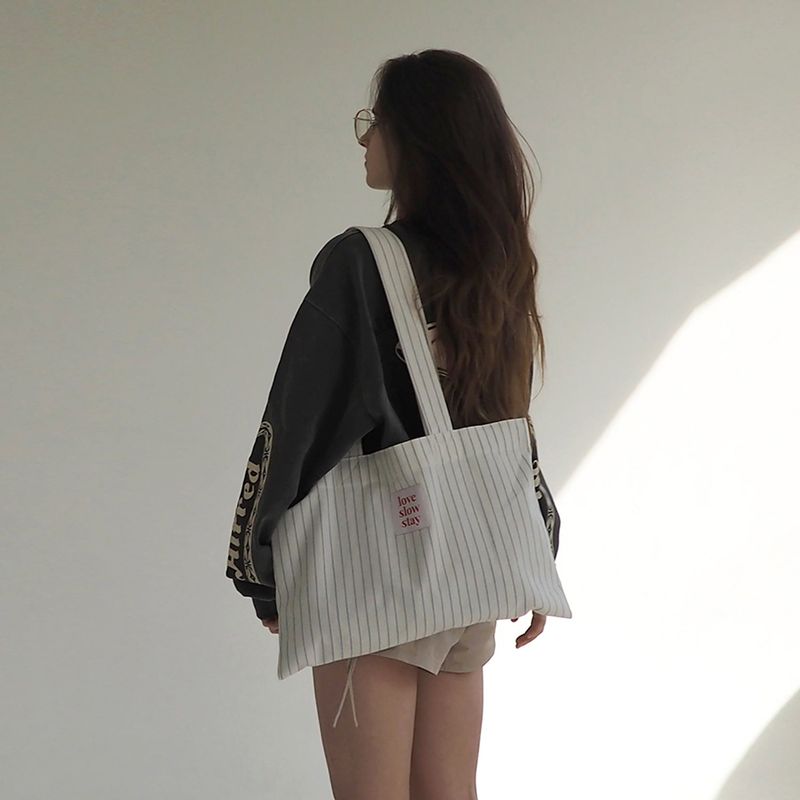 stripe eco bag_ivory