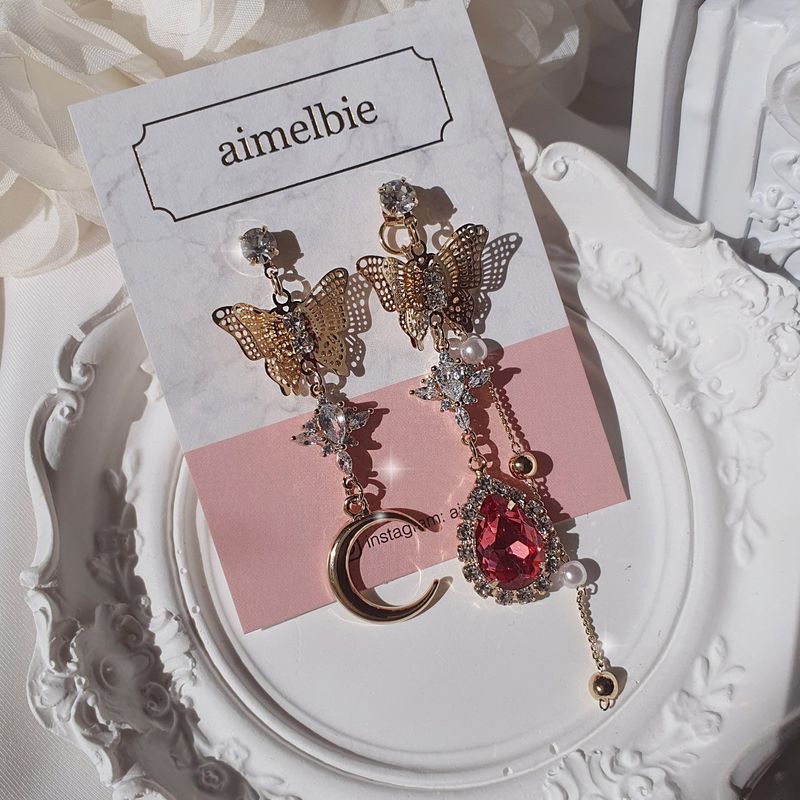 Rosepink Moon Butterfly Earring