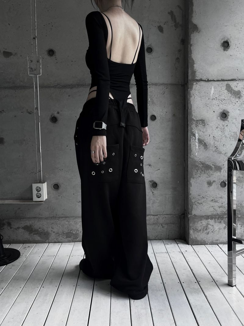 eyelet punching wide pants (2color)