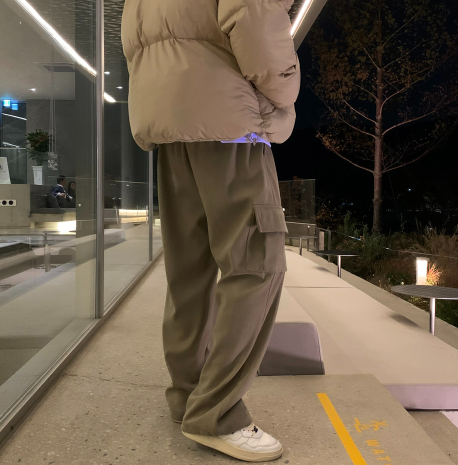 [In-house production]  First Corduroy Cargo String Wide Pants