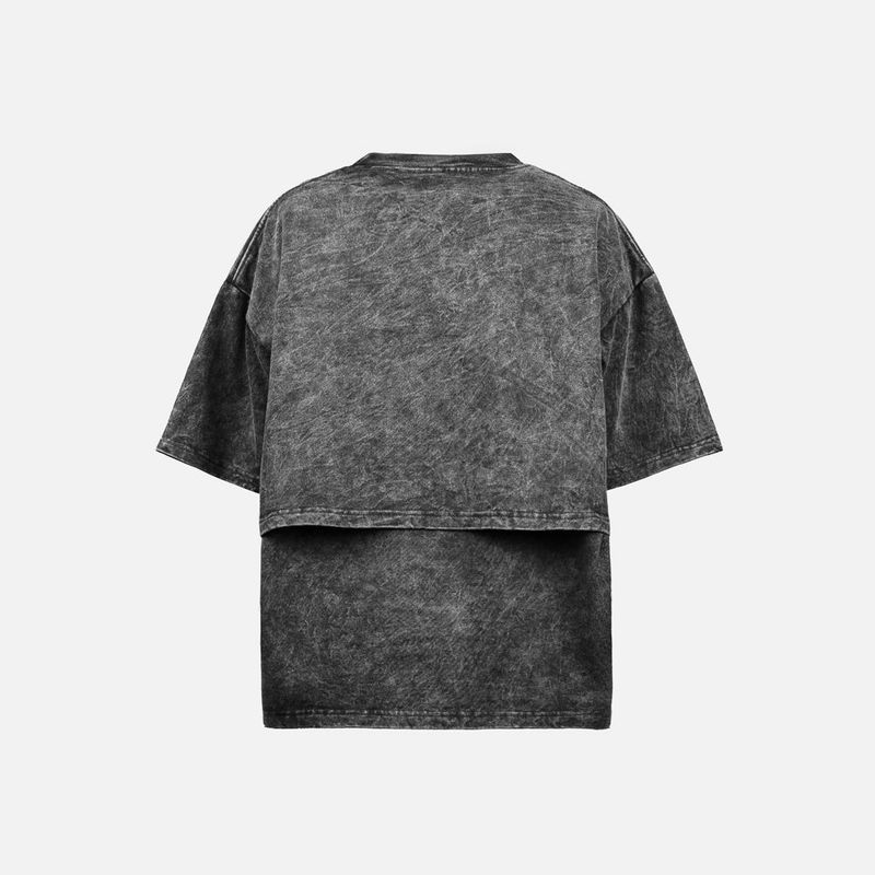 HIERARCHY STUDIOS ENE - Washed Black Layered ENE Boxy Oversized T-Shirt
