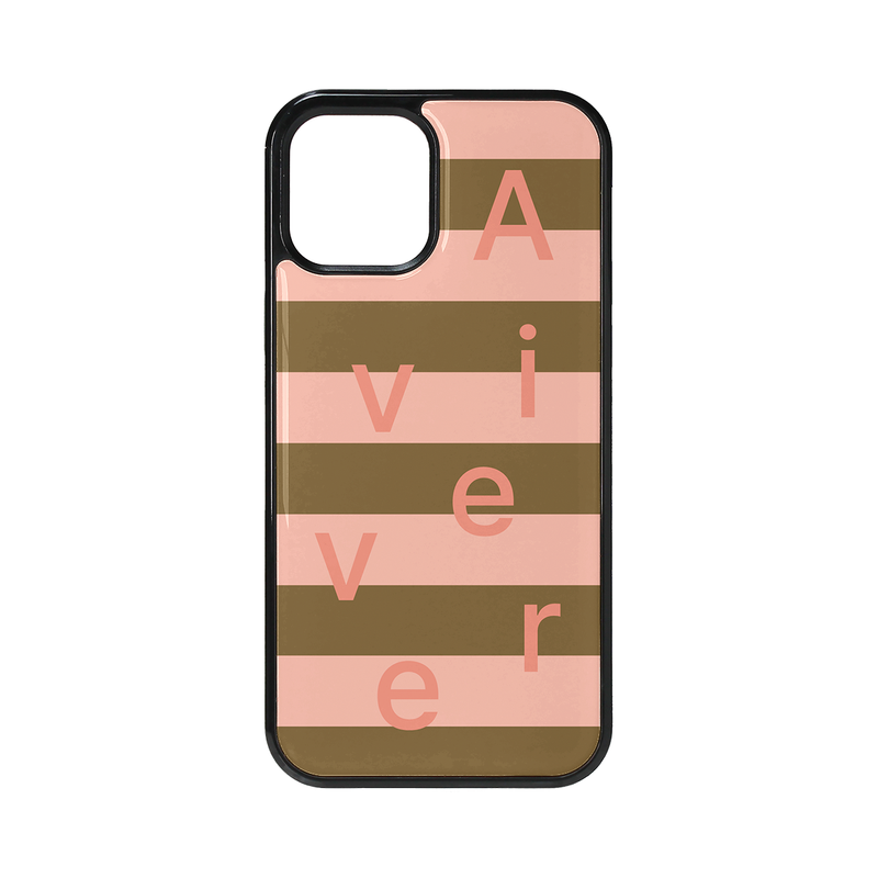 Avivere（アビベール）の「[MADE] stripe logo glass bumper case(pinkkhaki)（Smartphone Accessories）」