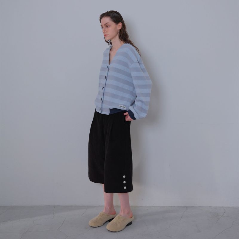Black Corduroy Snap Bermuda Pants