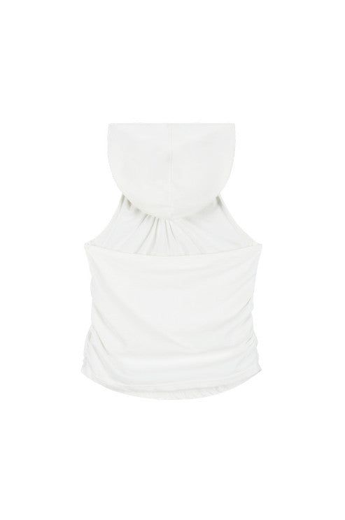 Hood Halter Sleeveless Top (WHITE)