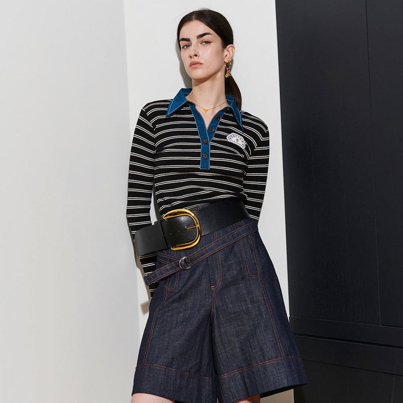  VICTORIA STRIPE TEE, BLACK+WHITE S