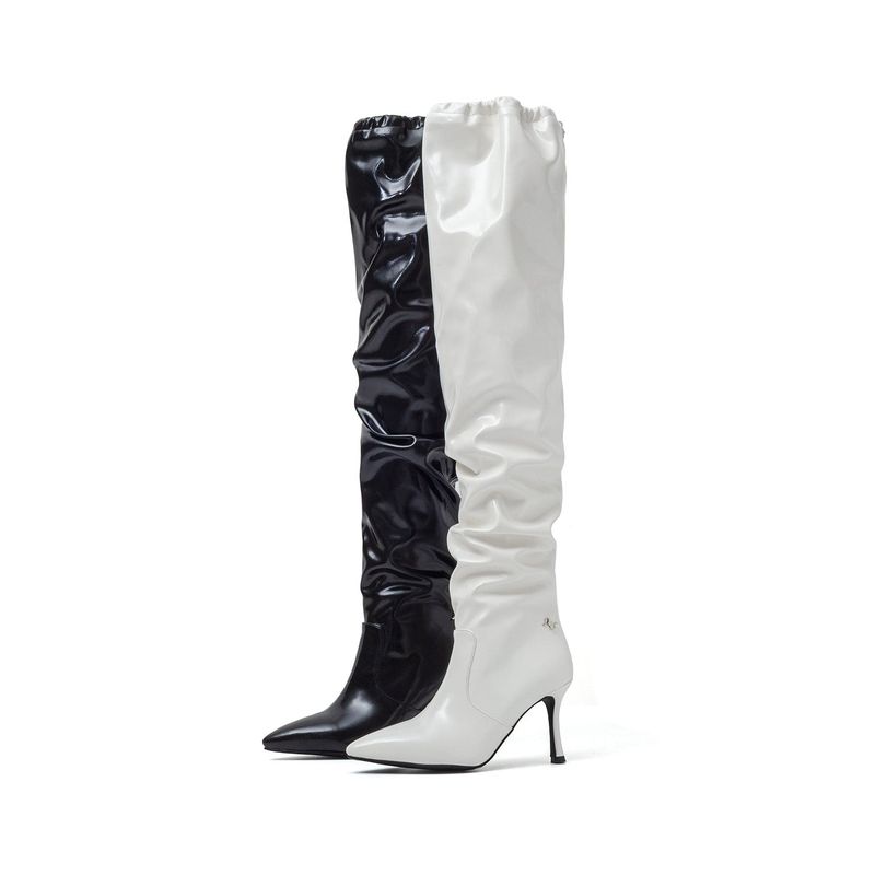 Slouchy String Boots Heel(White)