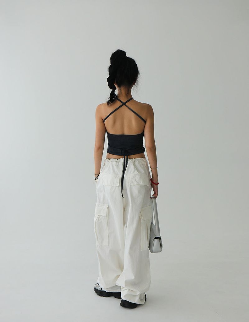Halterneck Strap Denim Tube Top