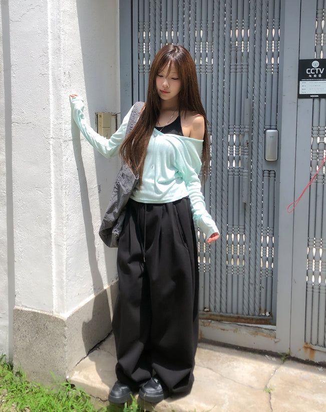 Melting See-through Deep V-Neck Ribbed Long Sleeve