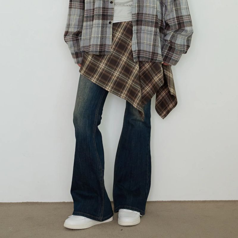AROUND TIE CHECK LAYERED SKIRT