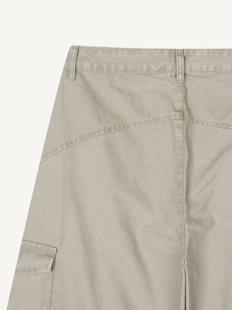 Canvas Cargo Curved Pants