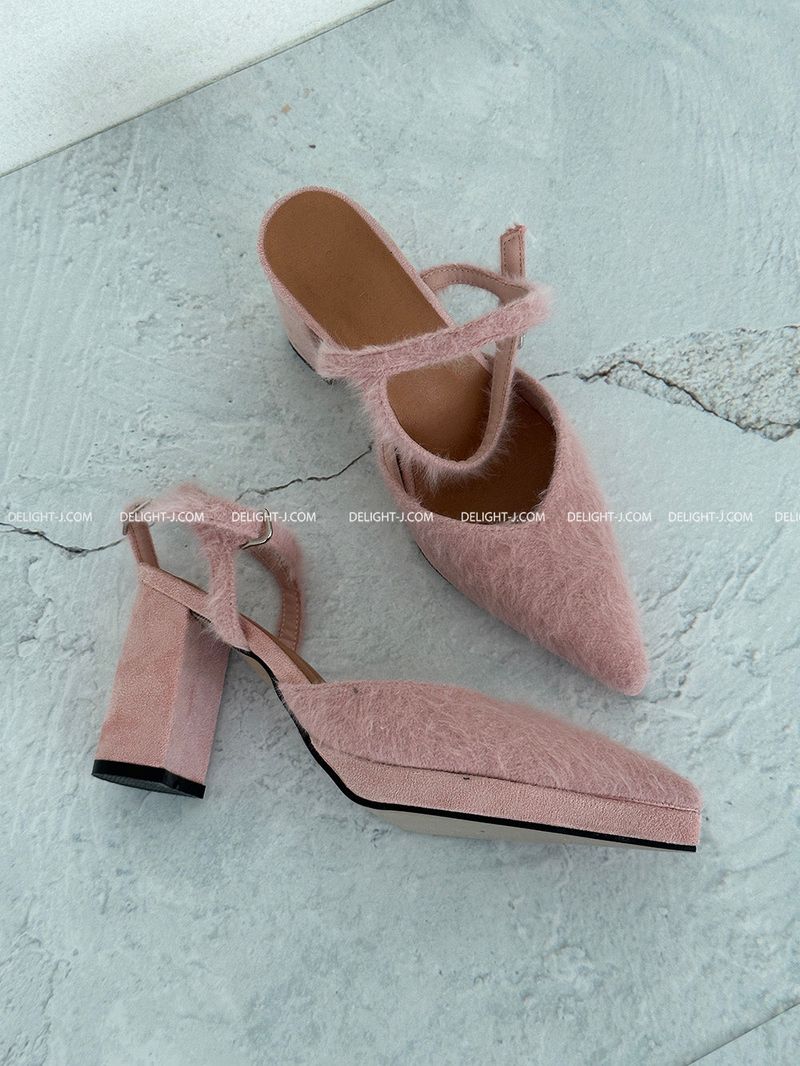 Angora strap high heels