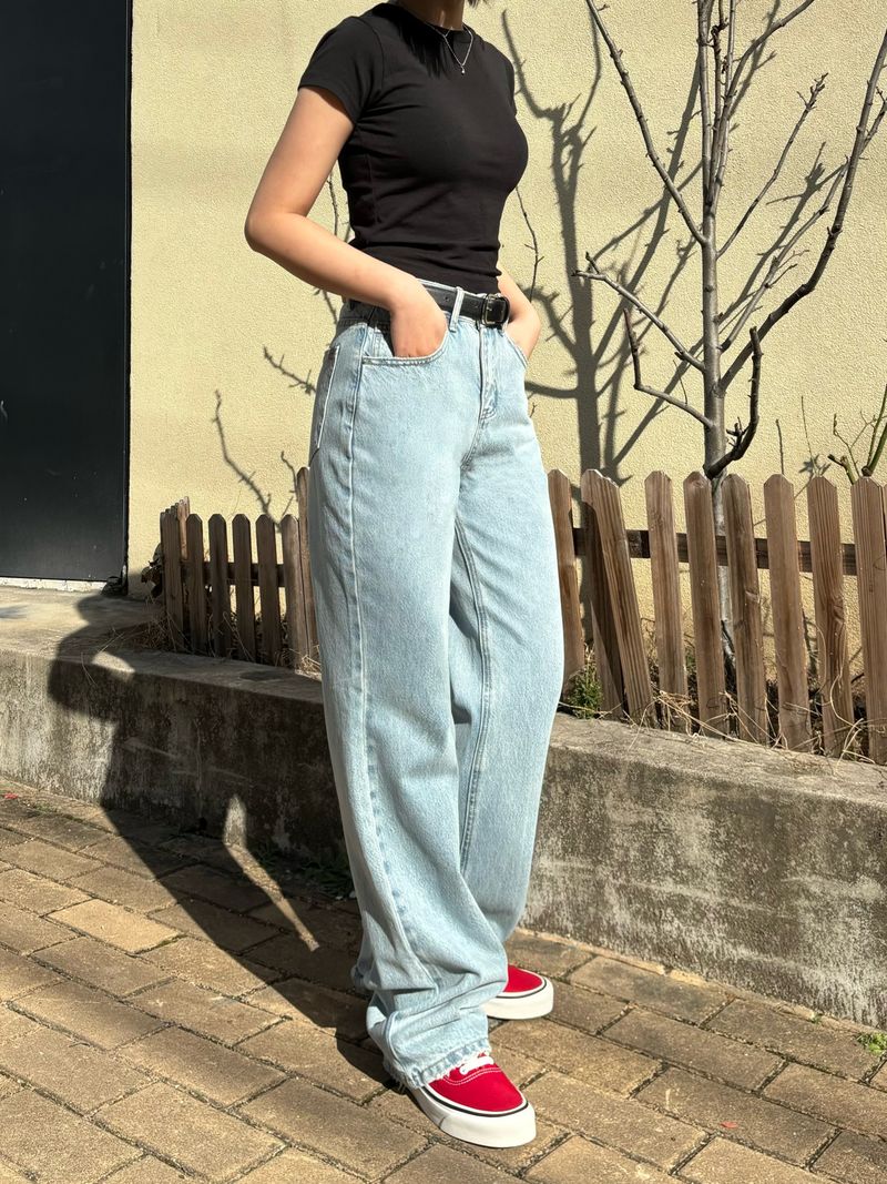 WIDE LIGHT BLUE DENIM PANTS code 21010