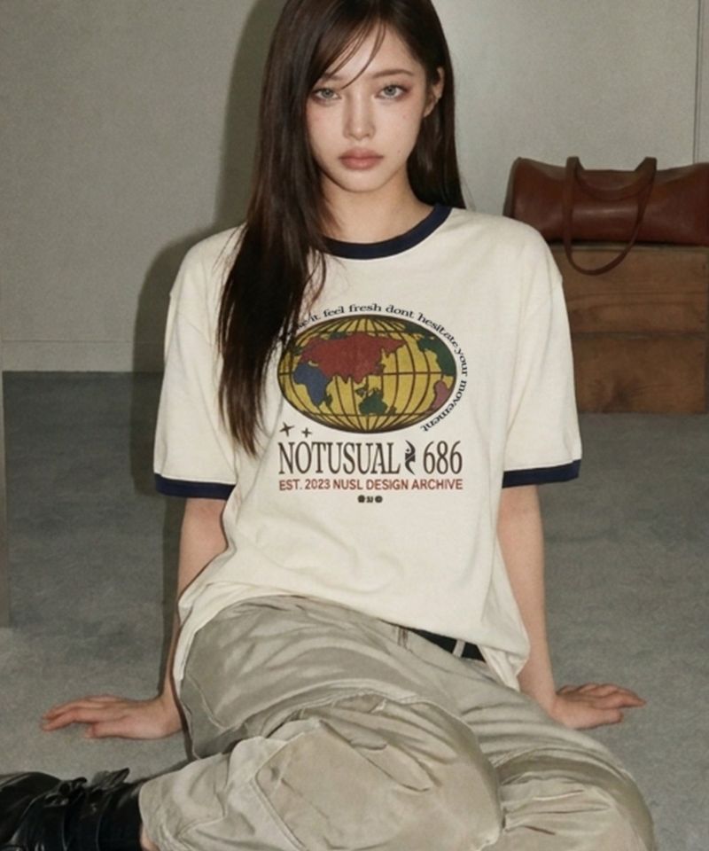 NOTUSUAL(ノットユージュアル)の「Coloring World Ringer T-Shirts - 4COLOR(Tops)」
